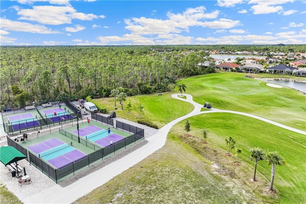 Aerial view of pickleball courts