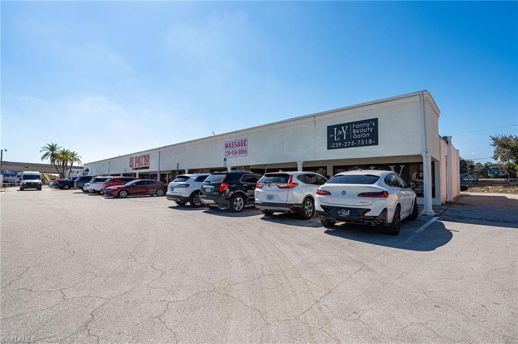 View of commercial location featuring uncovered parking