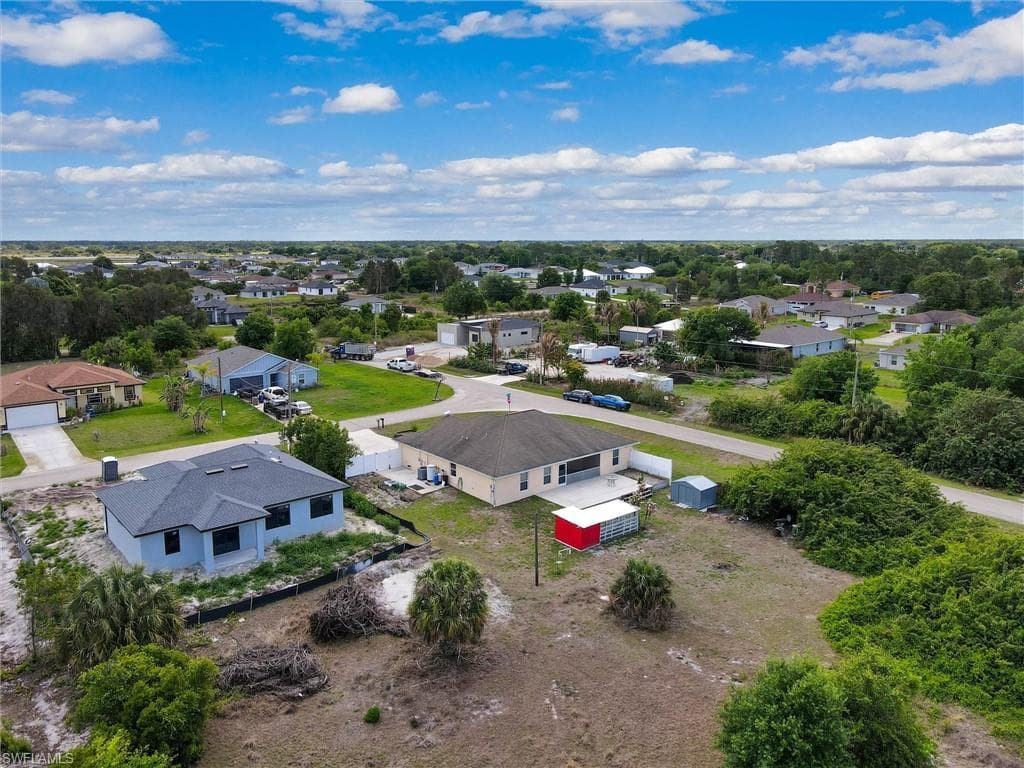 Aerial perspective of suburban area