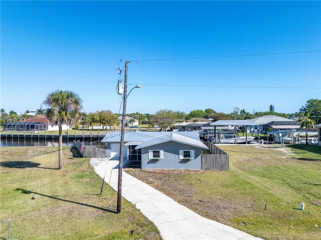Single story home with a water view