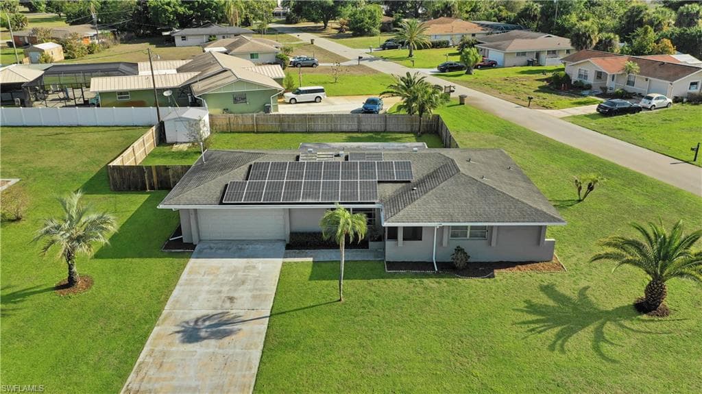 Aerial perspective of suburban area