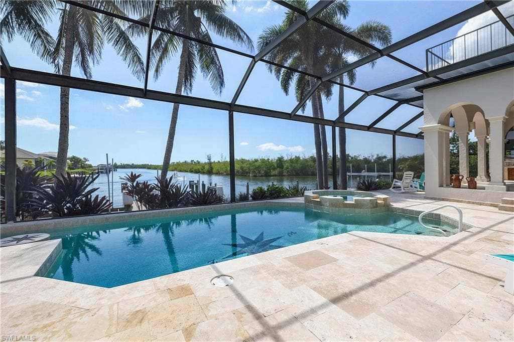 Pool and patio with breath taking southern views