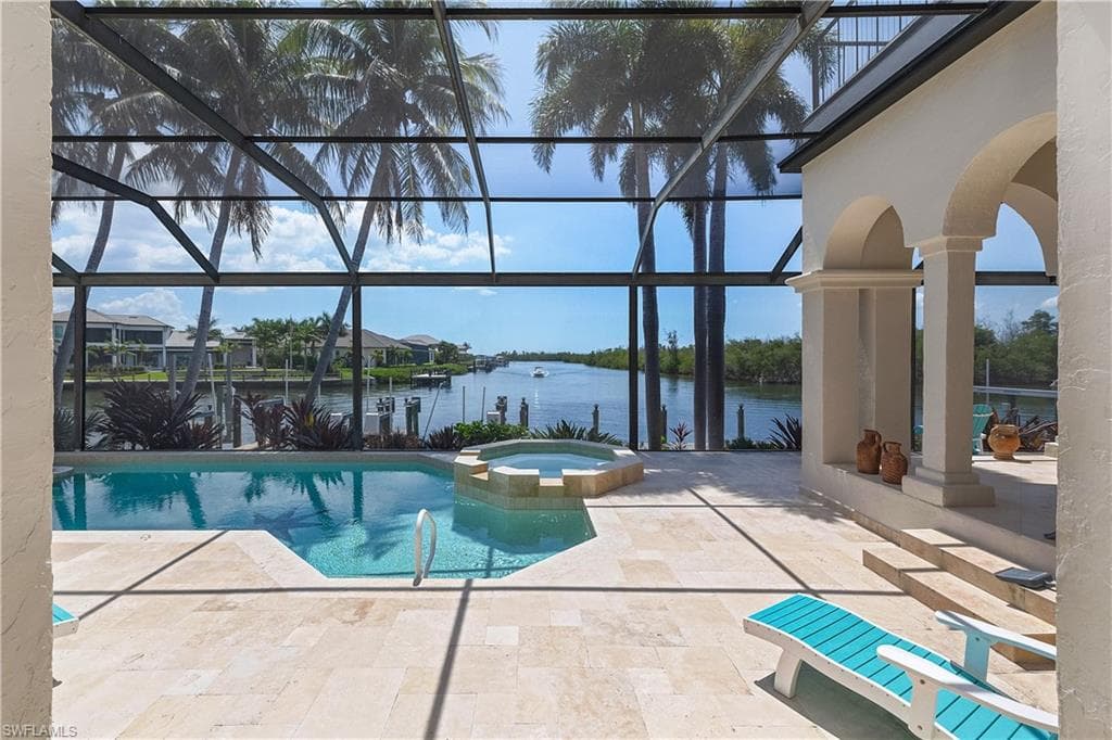 Pool and patio with breath taking southern views