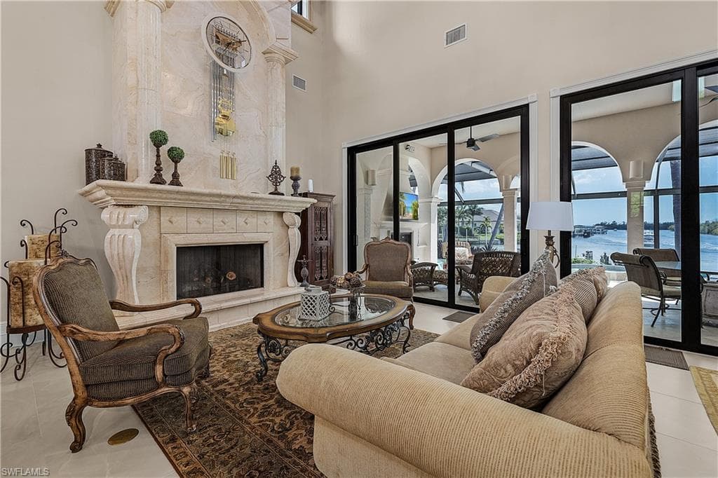 Living room with fireplace