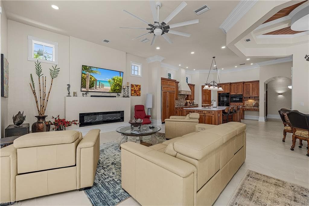 Family room view looking towards kitchen.