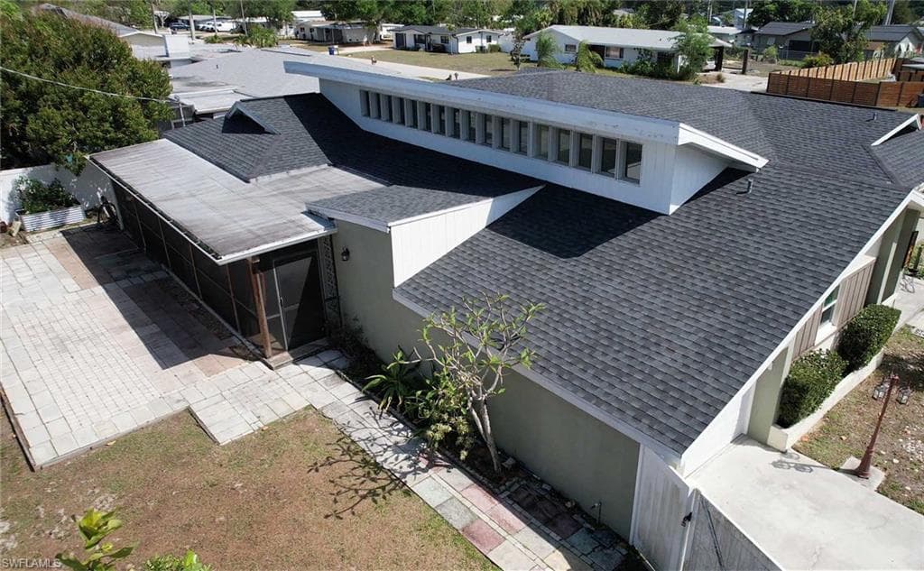 Architectural roofline with natural light