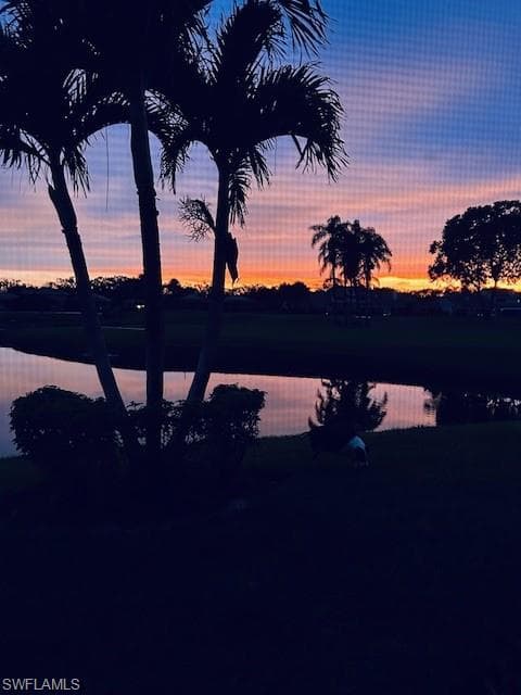 View from Lanai of thje lake a dusk