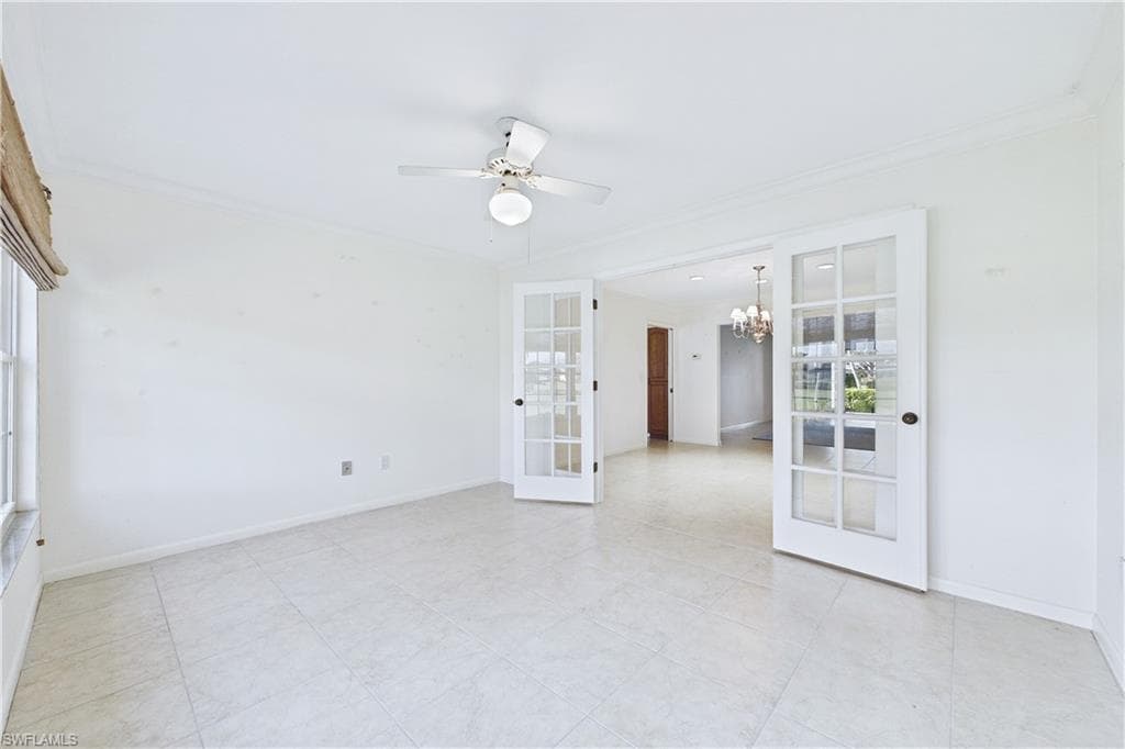 Den has French doors