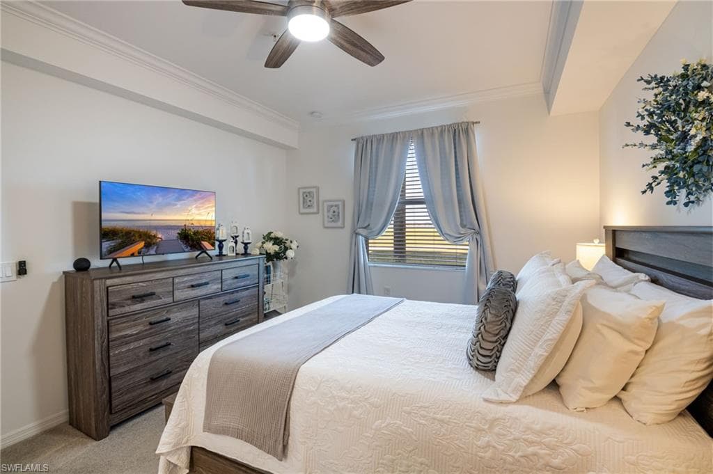 The primary bedroom has lake views and provides a comforting oasis at the end of a busy day.