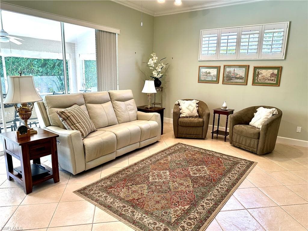 The living room is spacious and has 12' of glass sliders. This gives a great expantion of space, when open to the patio area.
