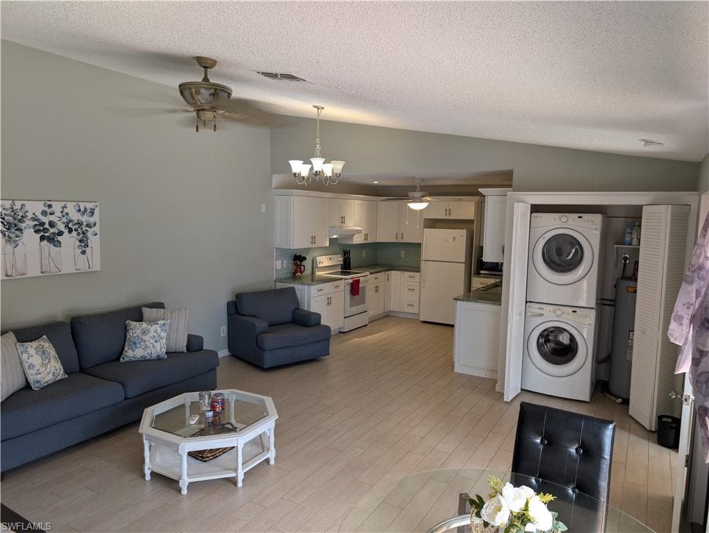 Open Living and kitchen area.
