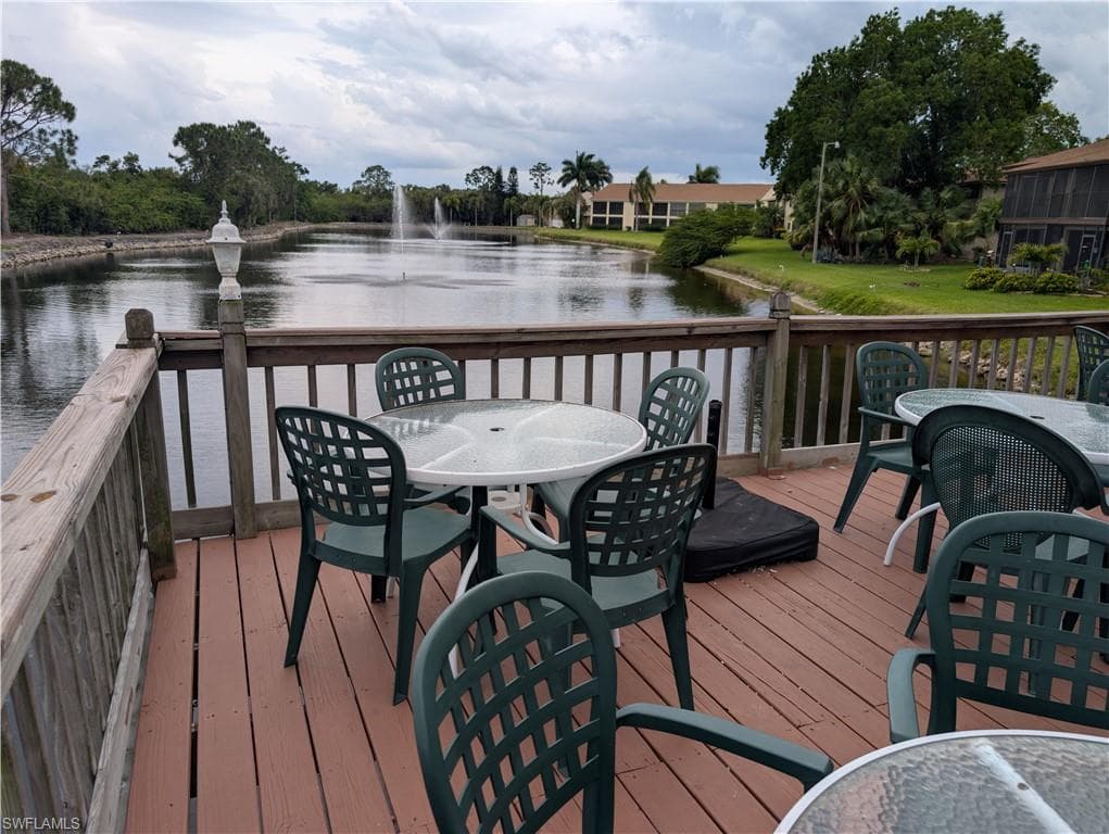 Deck overlooking lake at clubhouse