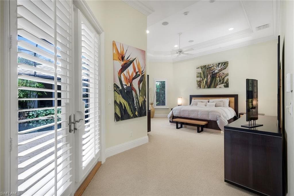 Owner's Suite w/ French Doors to Lanai & Two XL Custom Walk-In Closets