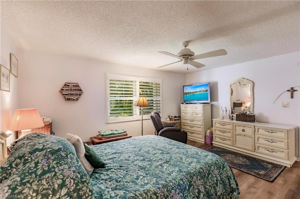 Private rear setting with Plantation Shutters for additional privacy.