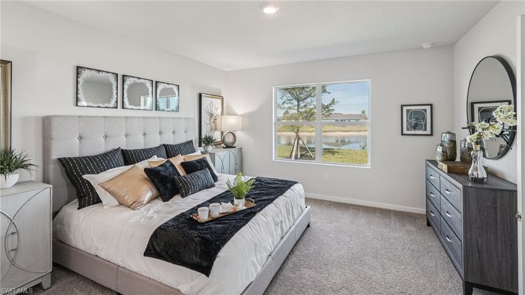 Light gray wall paint and matching carpet flooring