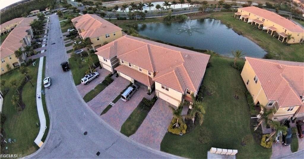 Aerial perspective showcasing multiple properties