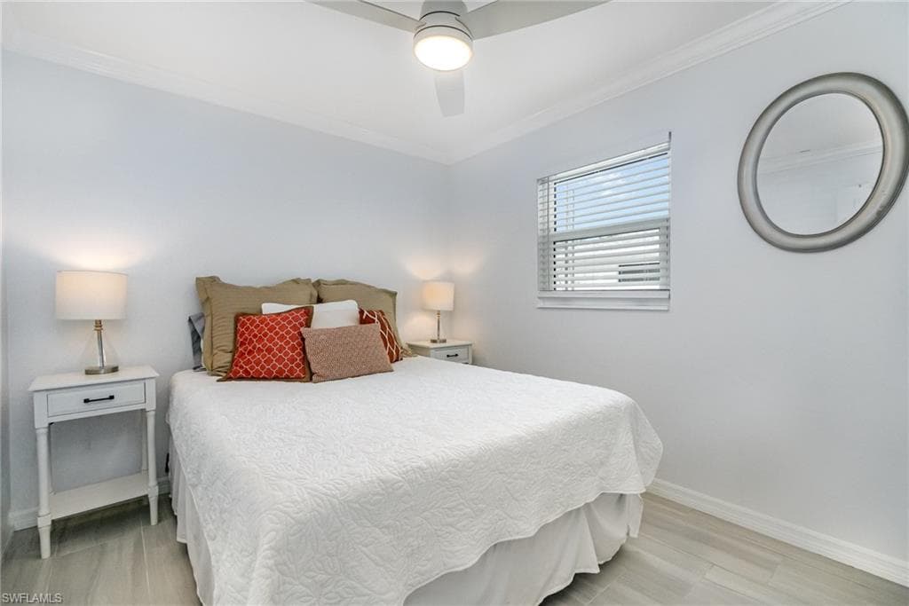 Light wood-finish flooring complements the neutral wall tones!