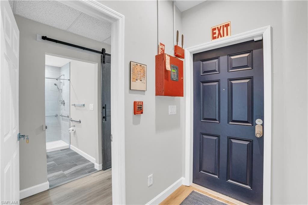 Front door, fire suppression, security