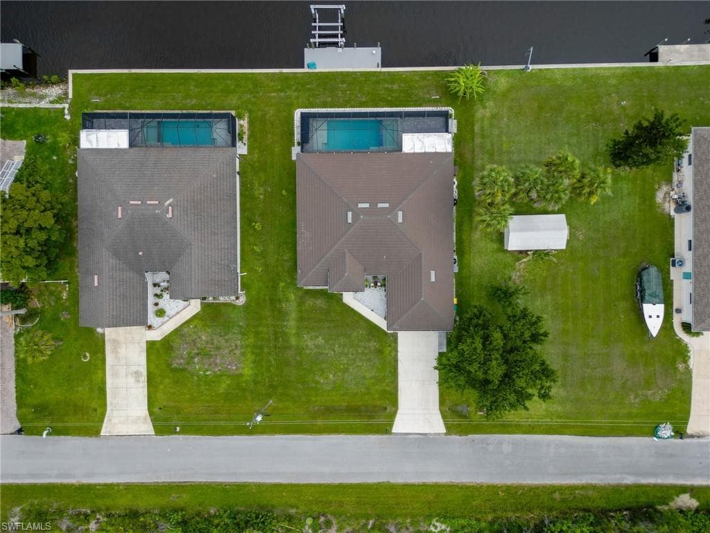 Drone / aerial view of a pool area