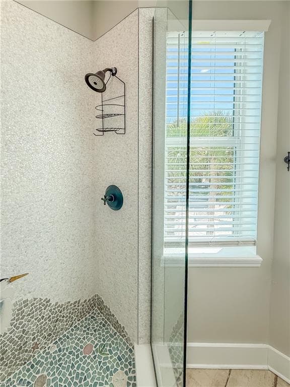 Bathroom with a shower stall