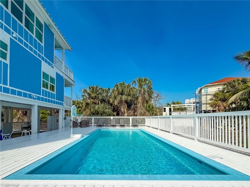 View of pool featuring a fenced in pool