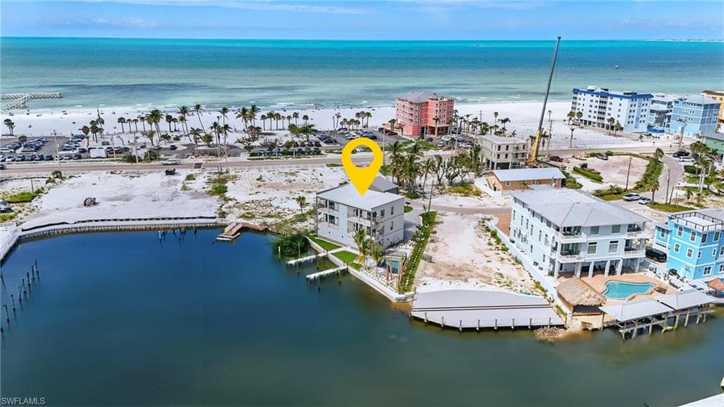 Aerial View with the Beach + Gulf - VIRTUALLY EDITED