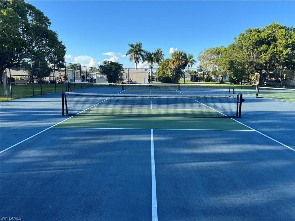 View of tennis court