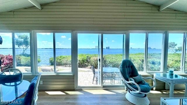 Sunroom with sliding windows and River view