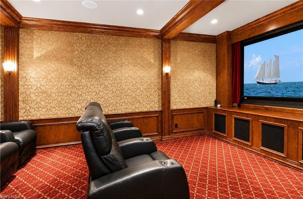 Theater with 4 K projector and surround sound