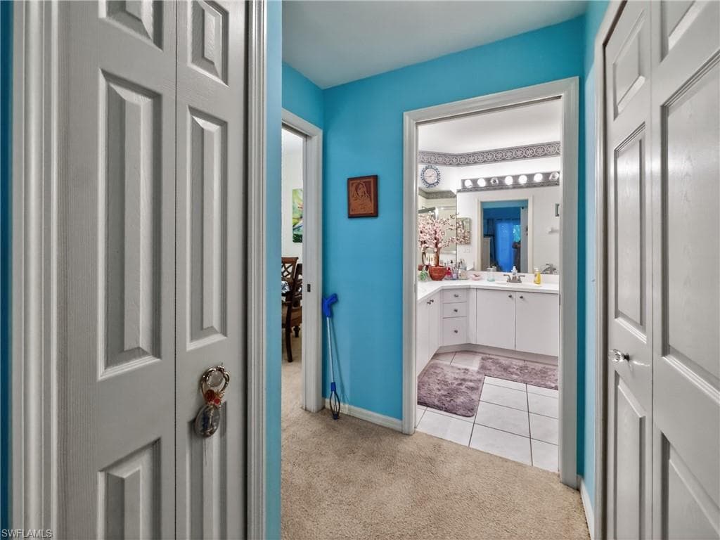 View of hallway to master bathroom and walk in closet
