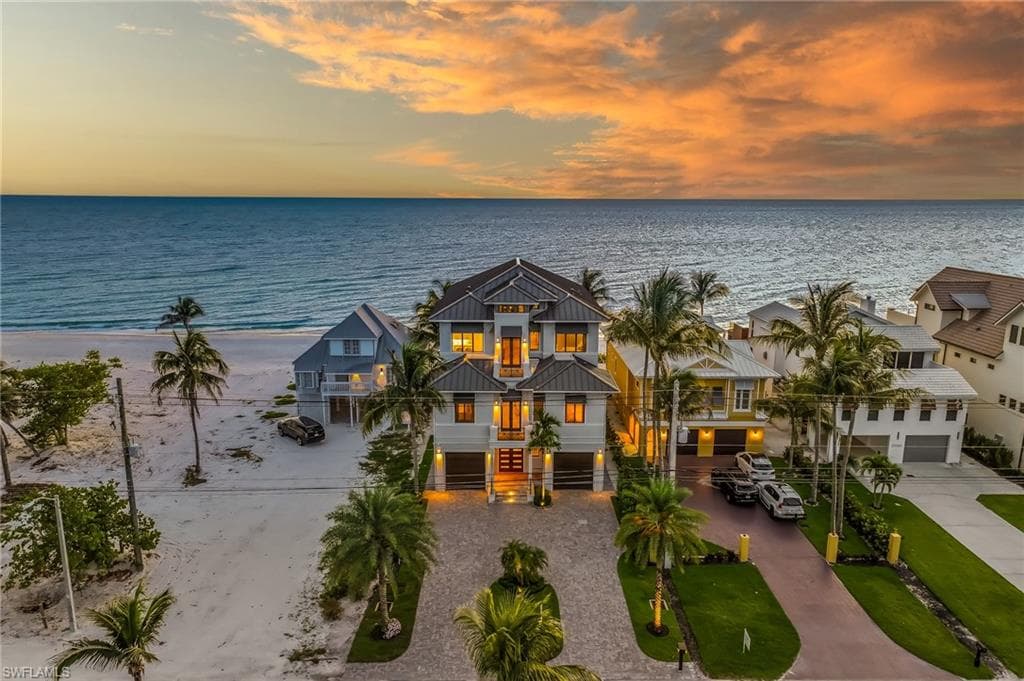 Front of home at sunset