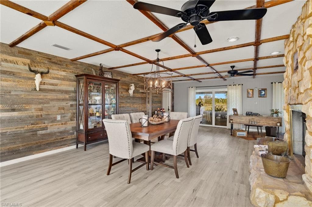 Formal Dining Room with Coffered Ceiling