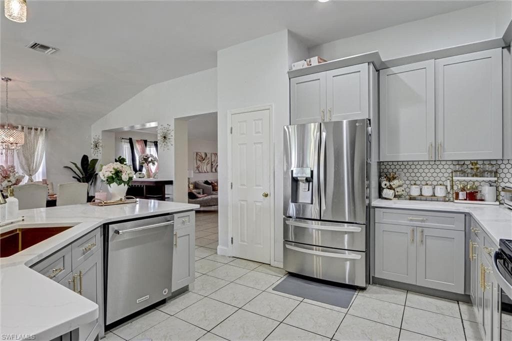 kitchen with gold trim