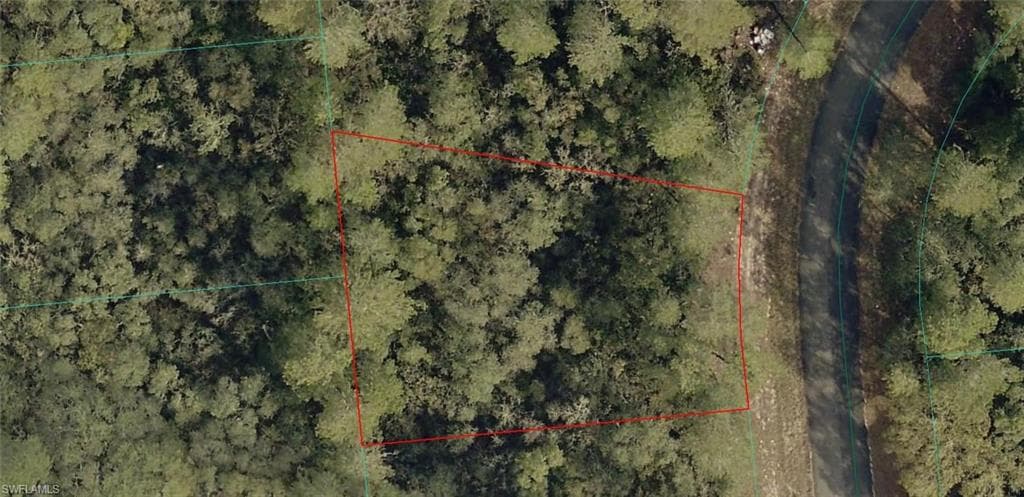 Aerial Map. Depicting the property's boundaries and surrounding terrain