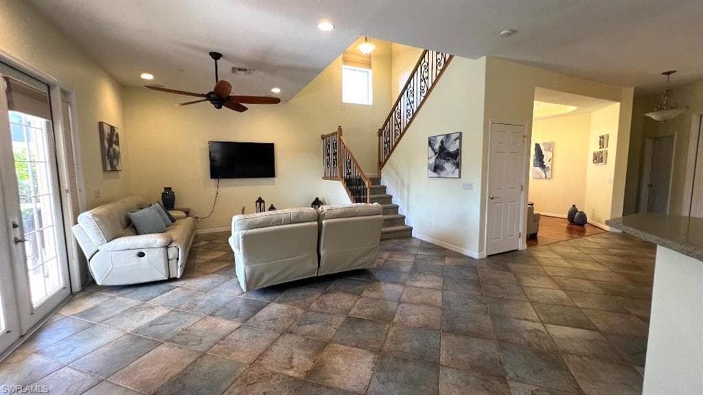 Living room with ceiling fan