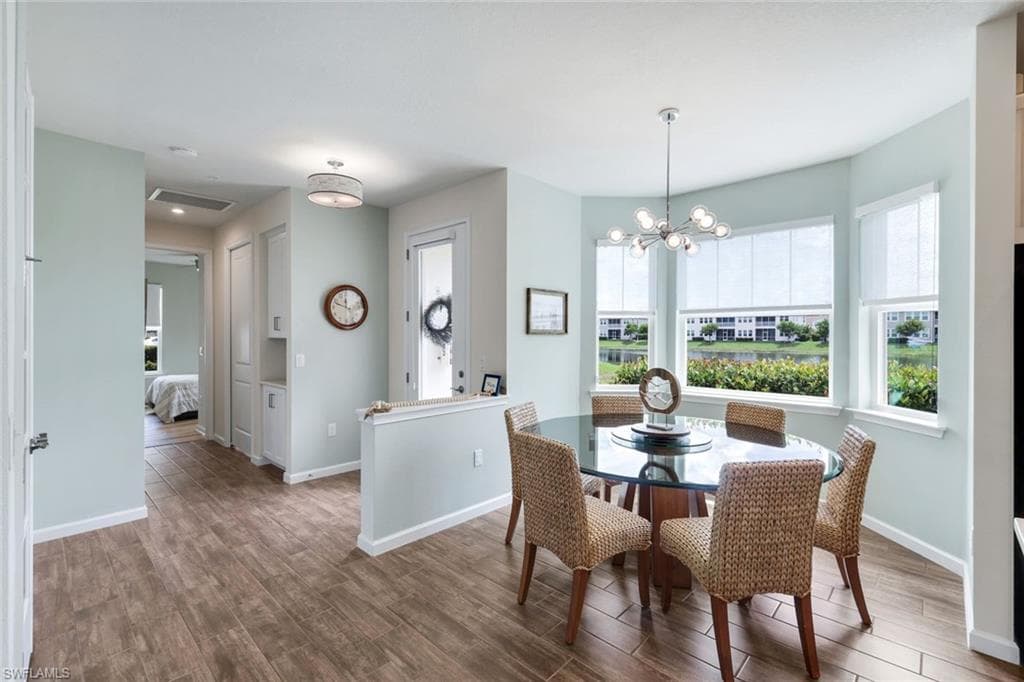 Gorgeous lake views from your dining area.