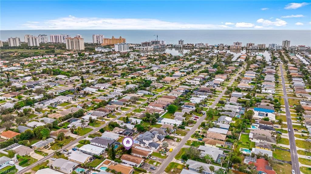 Aerial view showing the Gulf and Vanderbilt Beach a few blocks away