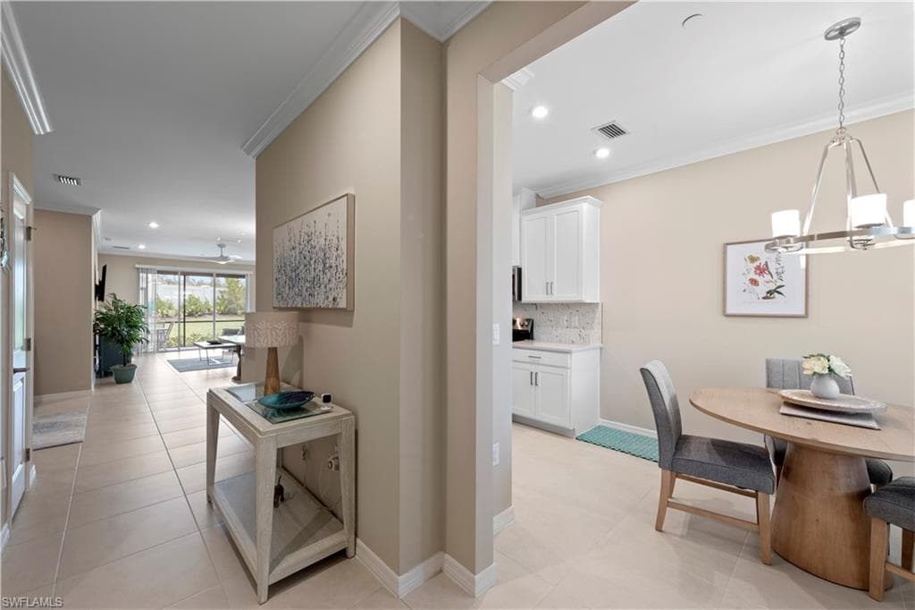 Entryway with views through the property.
