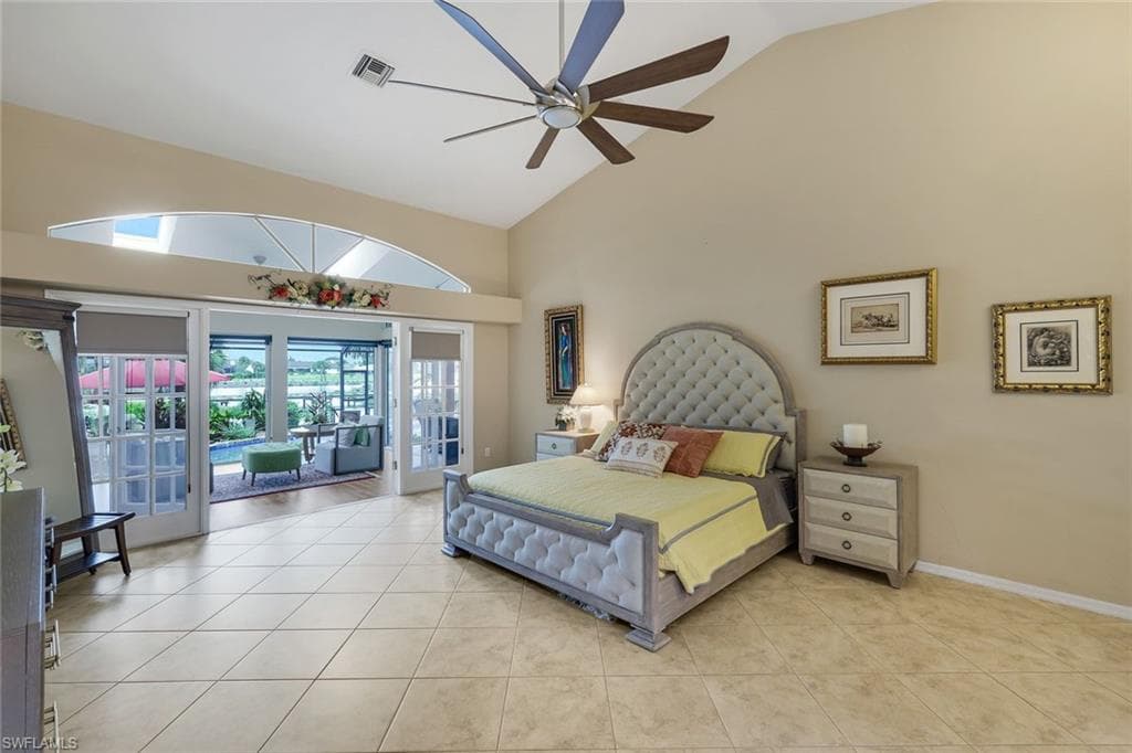 36'x16', Tile, High Ceilings, French Doors, Beautiful Natural Light (Shown with a King Bed)