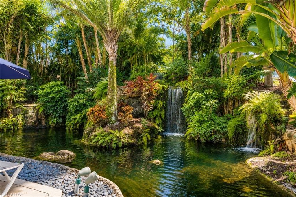 Waterfall & garden area