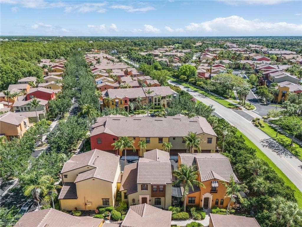 Aerial perspective of suburban area