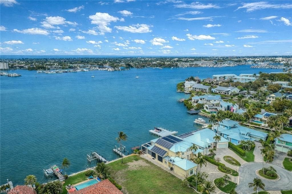 Drone / aerial view of a large body of water