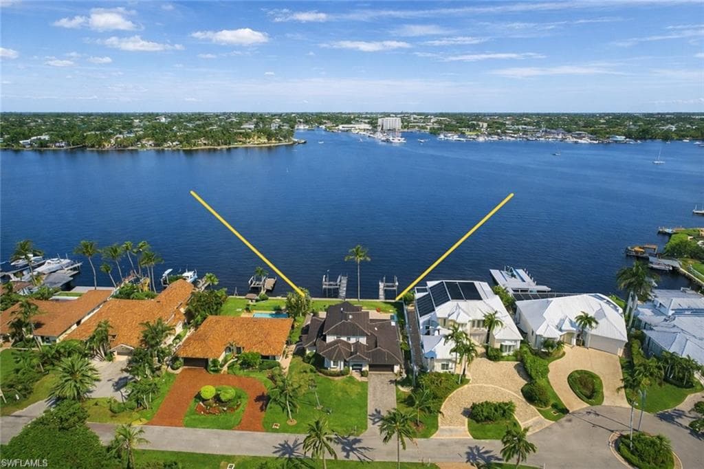 Drone / aerial view of a nearby body of water