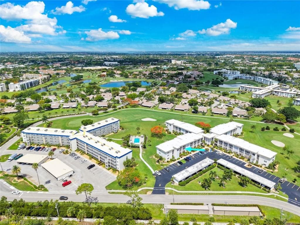 Aerial perspective showcasing the Seven Lakes community and golf course