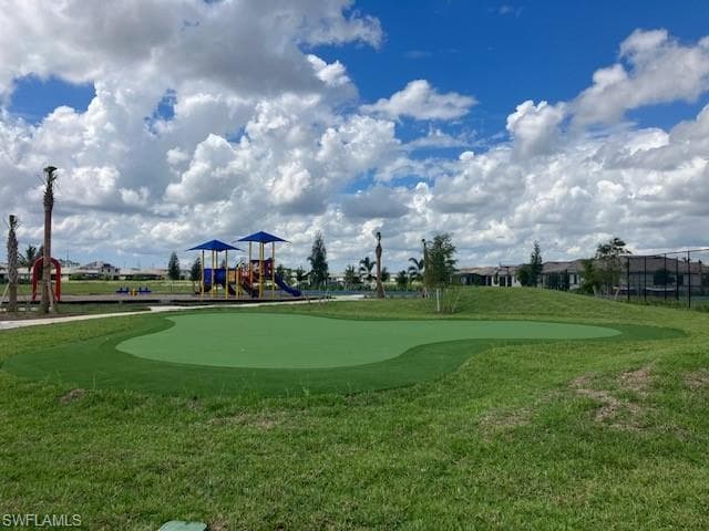 View of community featuring a putting green