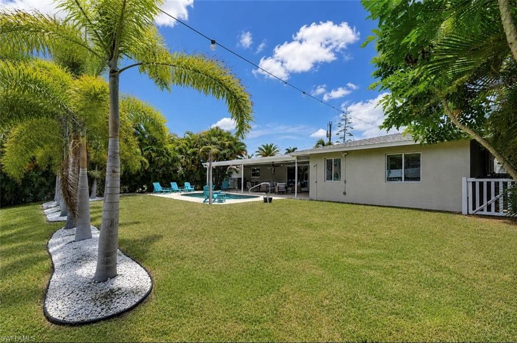 Expansive tropical backyard