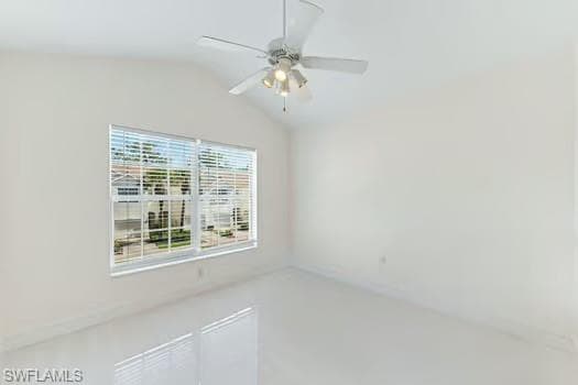 2nd Bedroom featuring lofted ceiling and a ceiling fan