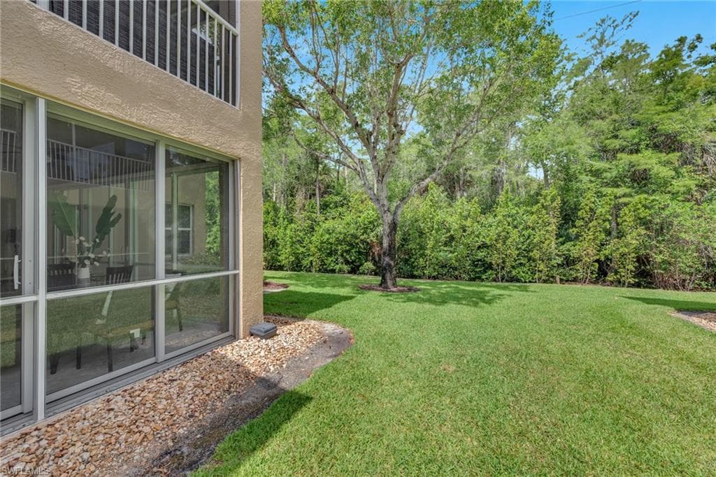 Private lawn behind home