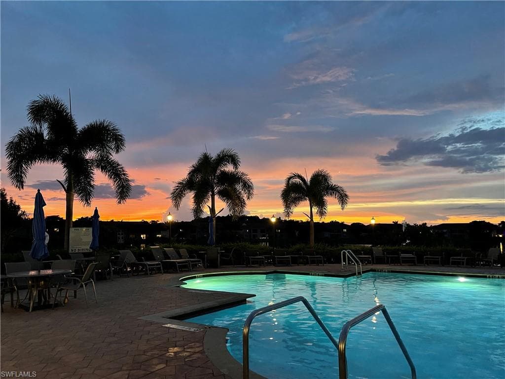Clubhouse pool at sunset