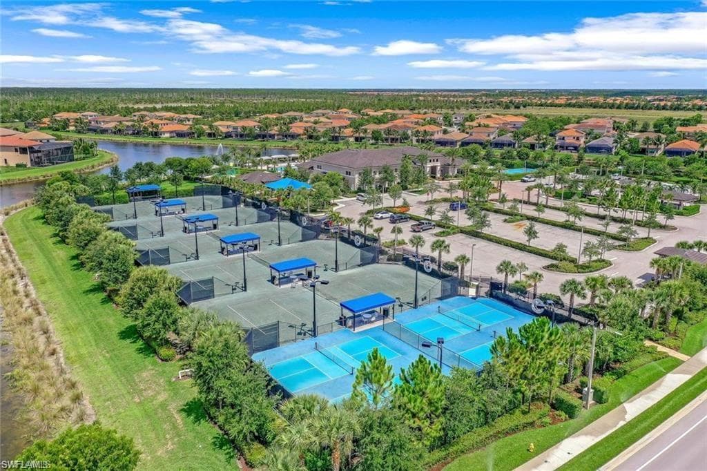 Aerial view of pickleball and tennis courts